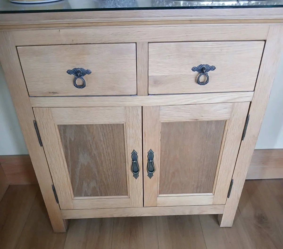 Beautiful Oak Cabinet with Free Shabby Chic Lamp - Image 1