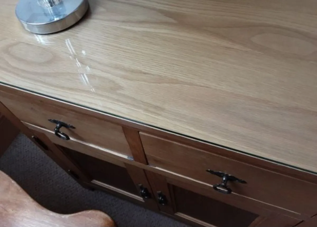 Beautiful Oak Cabinet with Free Shabby Chic Lamp - Image 2