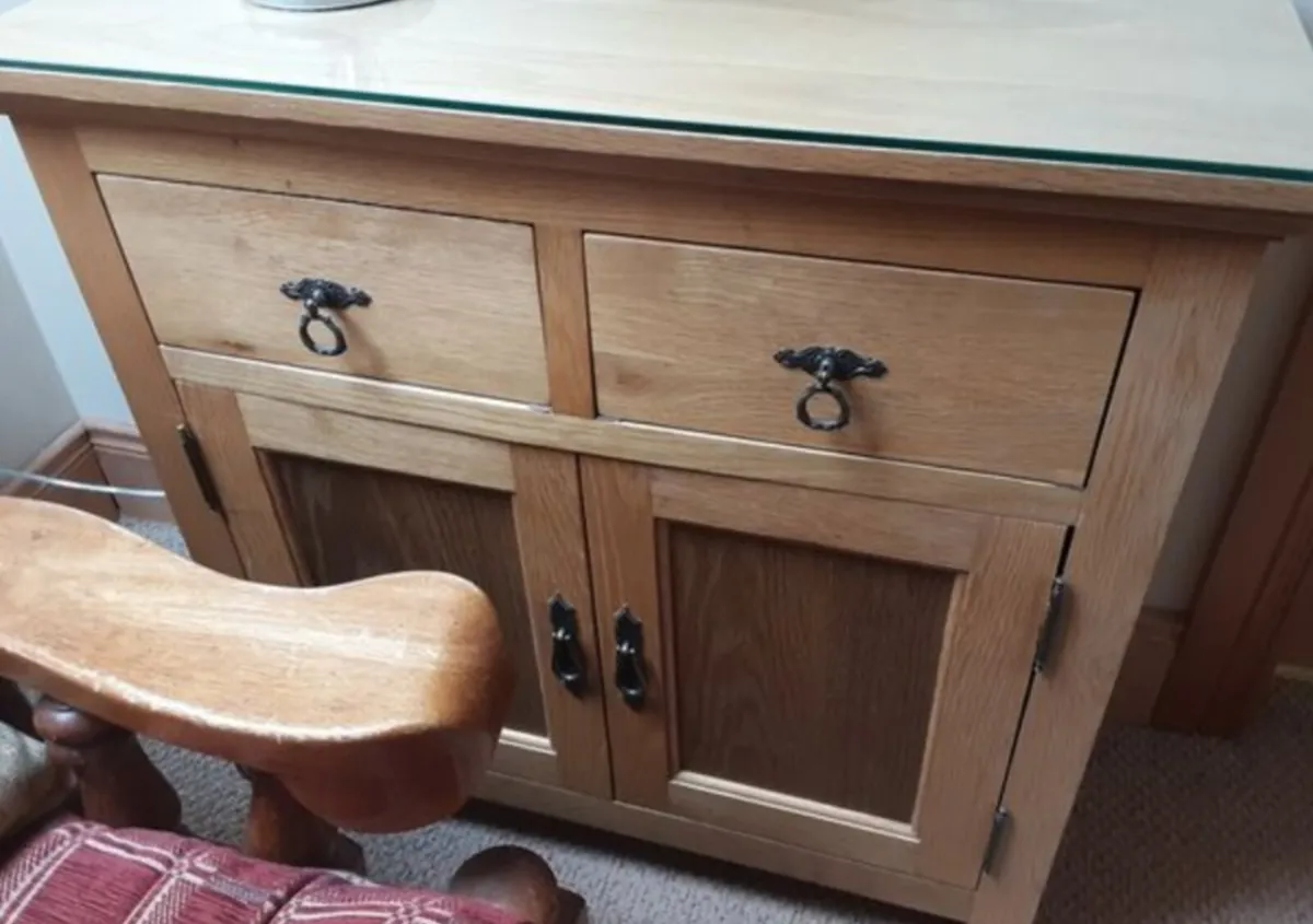 Beautiful Oak Cabinet with Free Shabby Chic Lamp - Image 3
