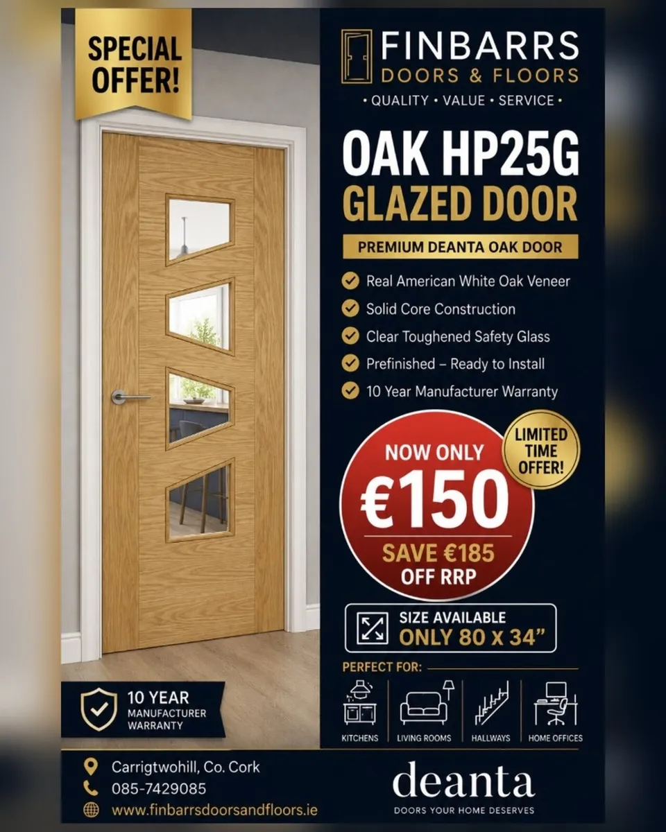 Deanta Oak Prefinished Glass Doors
