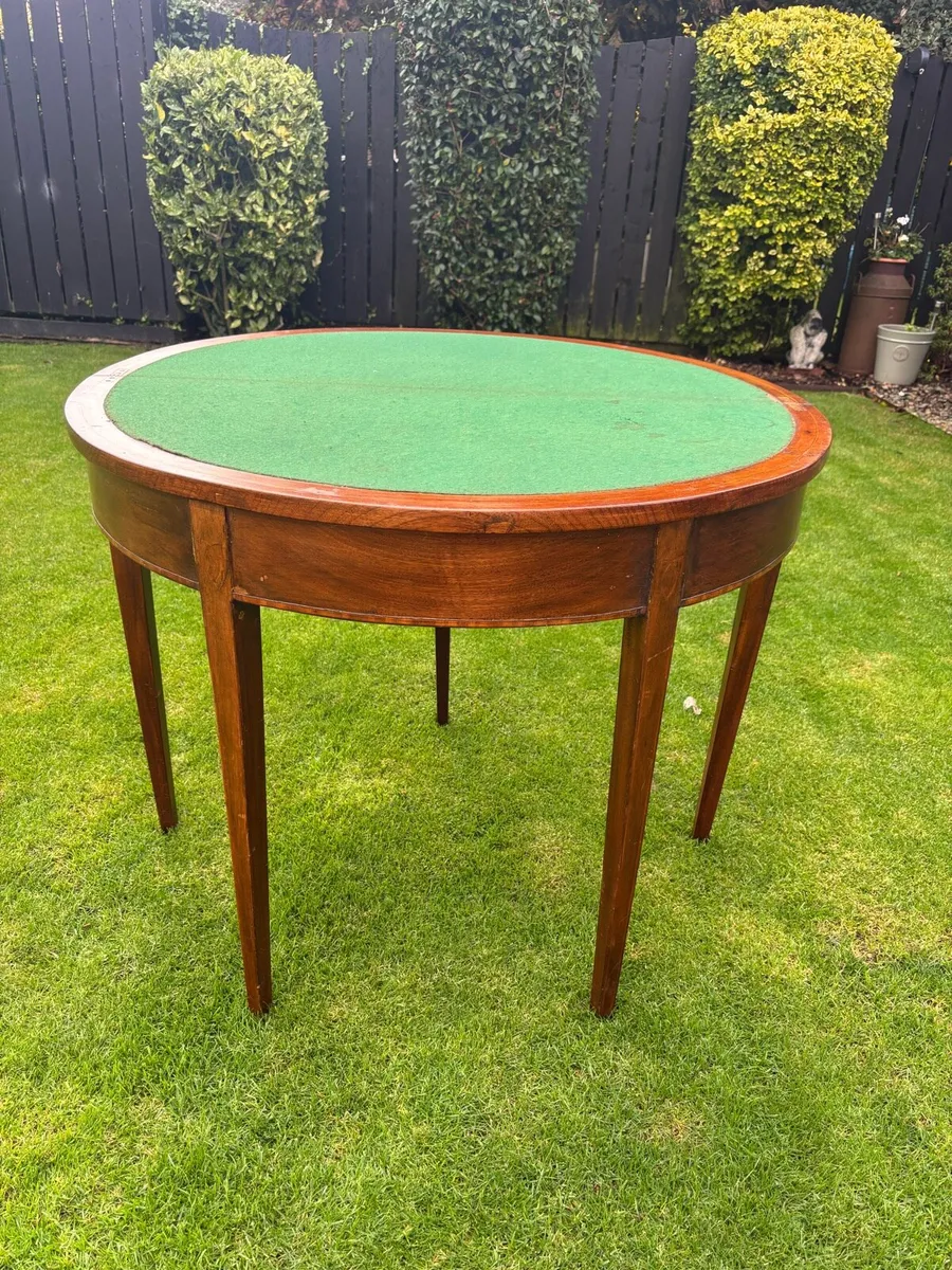 Antique mahogany Demi -lune card table - Image 1