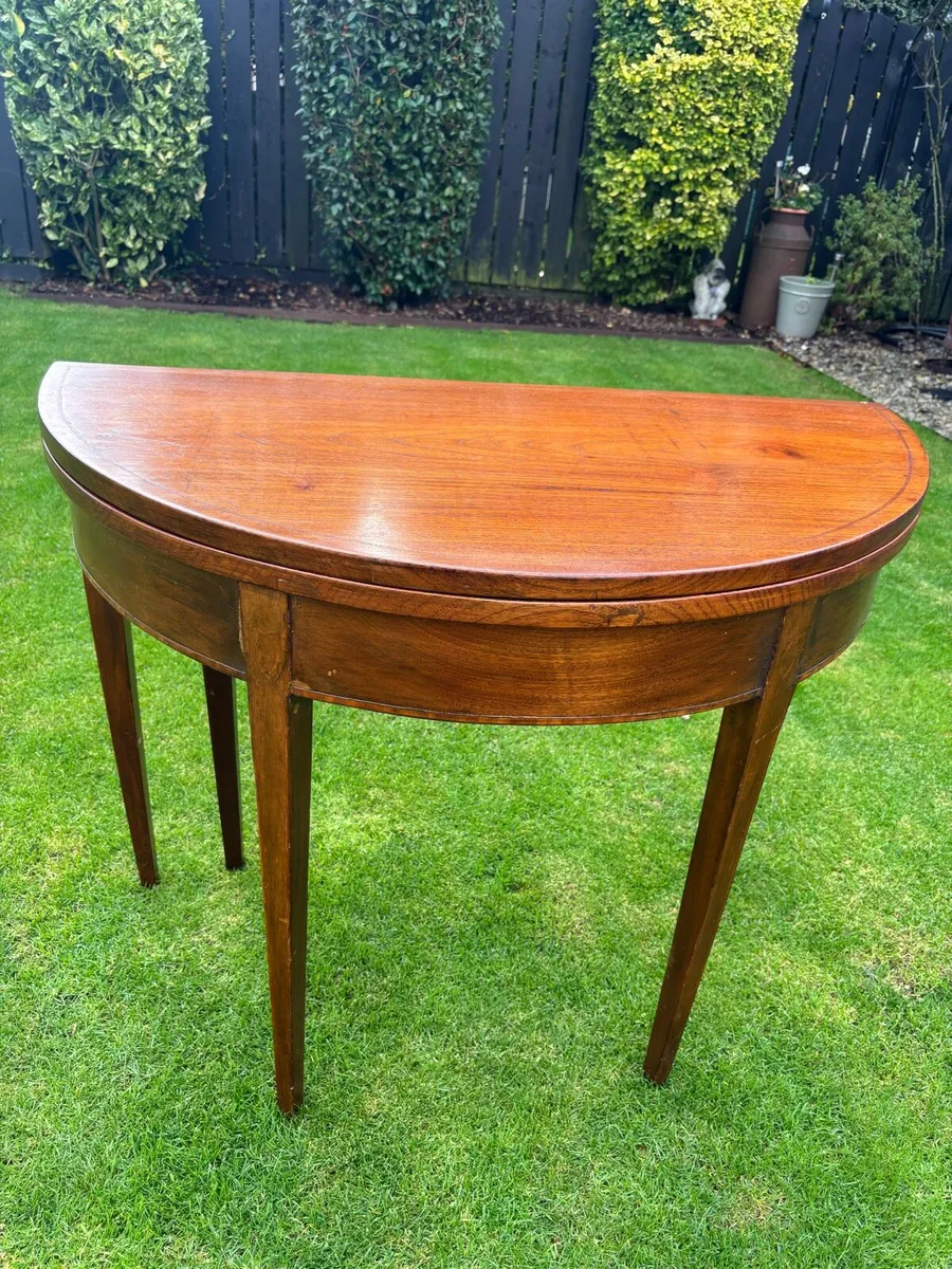 Antique mahogany Demi -lune card table - Image 3