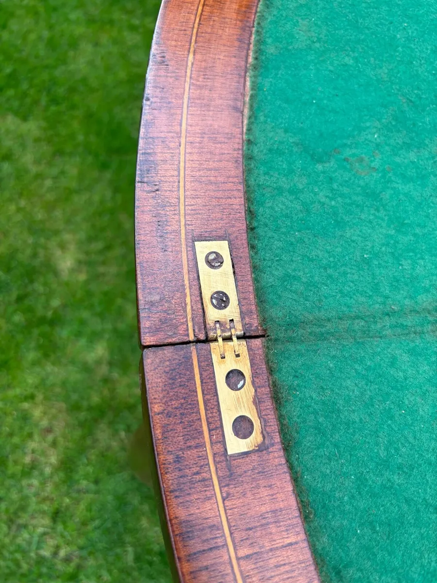Antique mahogany Demi -lune card table - Image 4