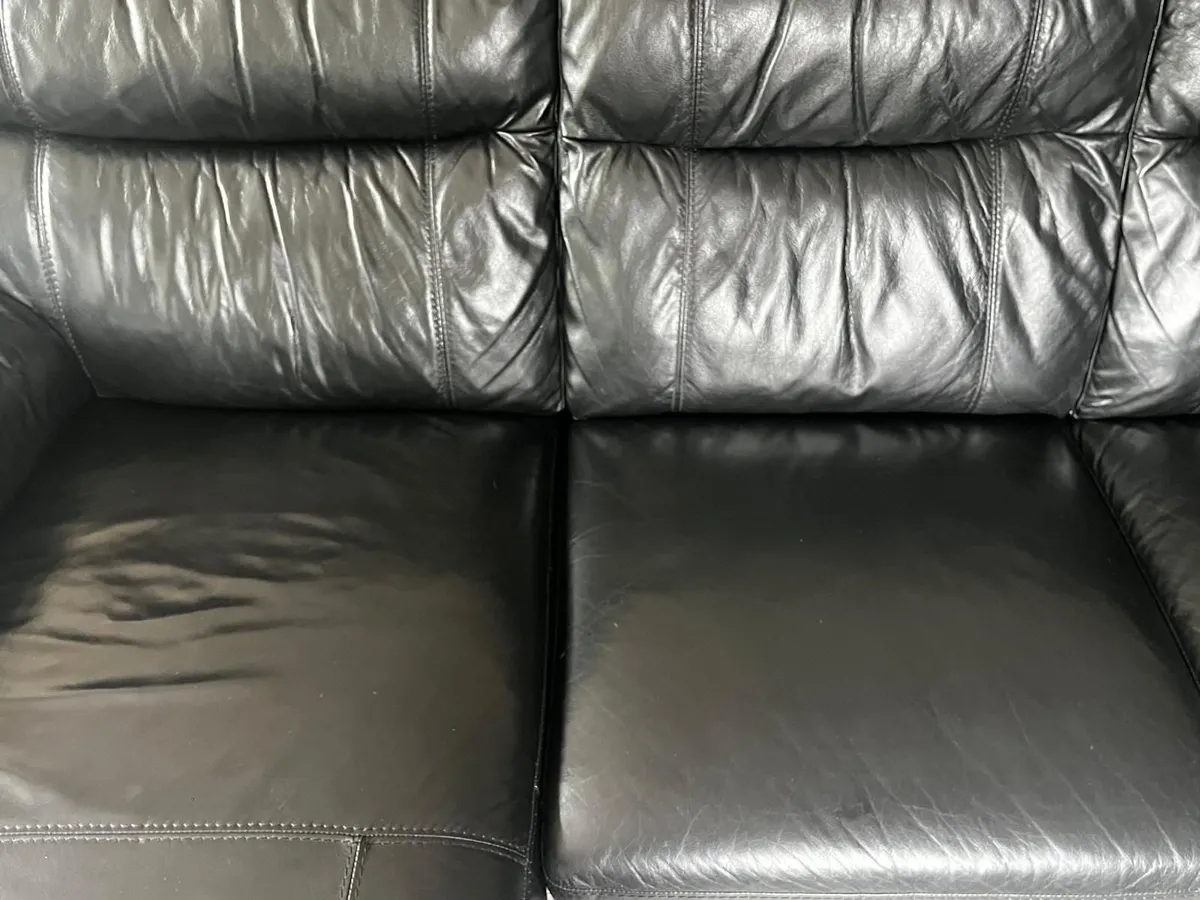 Black L shaped Leather Couch - Image 3