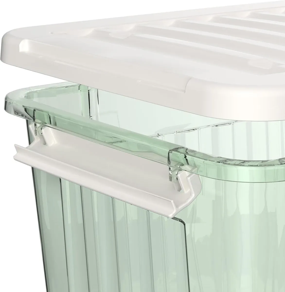 80lx6 Plastic Storage Boxes with Wheels Lidded - Image 4