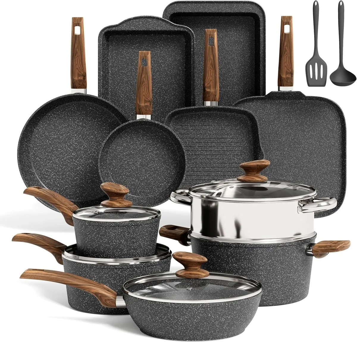 17pcs Induction Hob Pan Set Granite Cookware Sets - Image 1