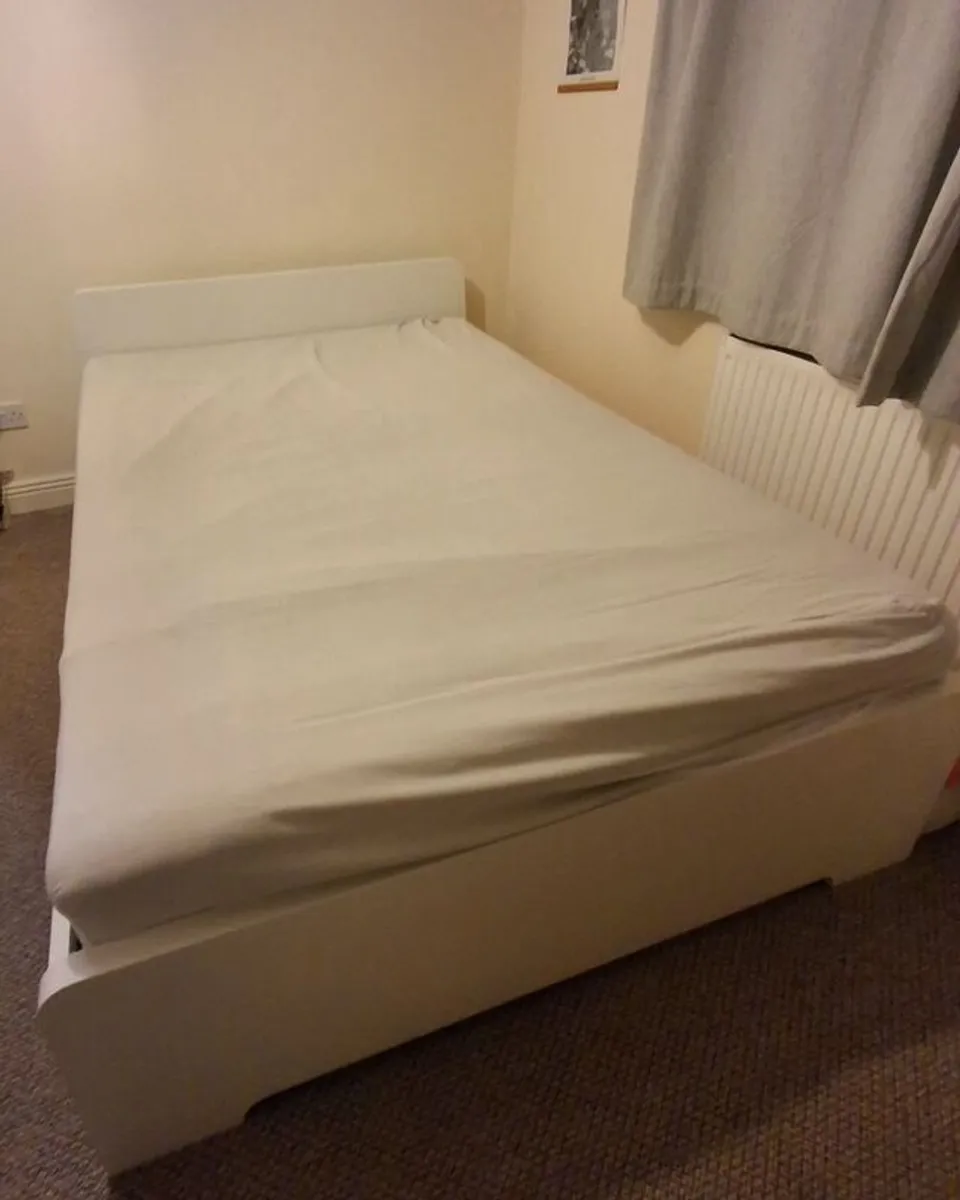 IKEA White Double Bed Frame with Slatted Base - Image 2