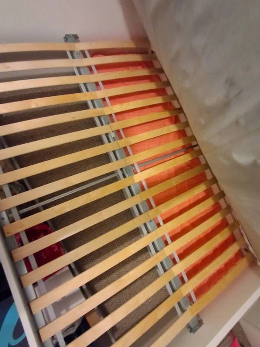 IKEA White Double Bed Frame with Slatted Base - Image 4