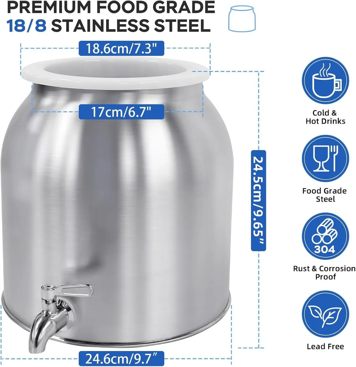 Stainless Steel Water Dispenser 2.5gal 8L Drink - Image 2