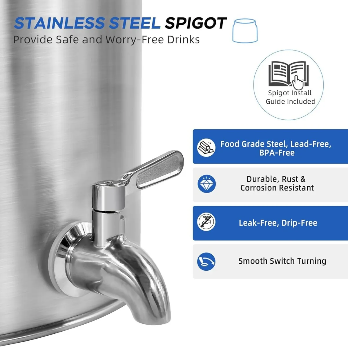 Stainless Steel Water Dispenser 2.5gal 8L Drink - Image 3