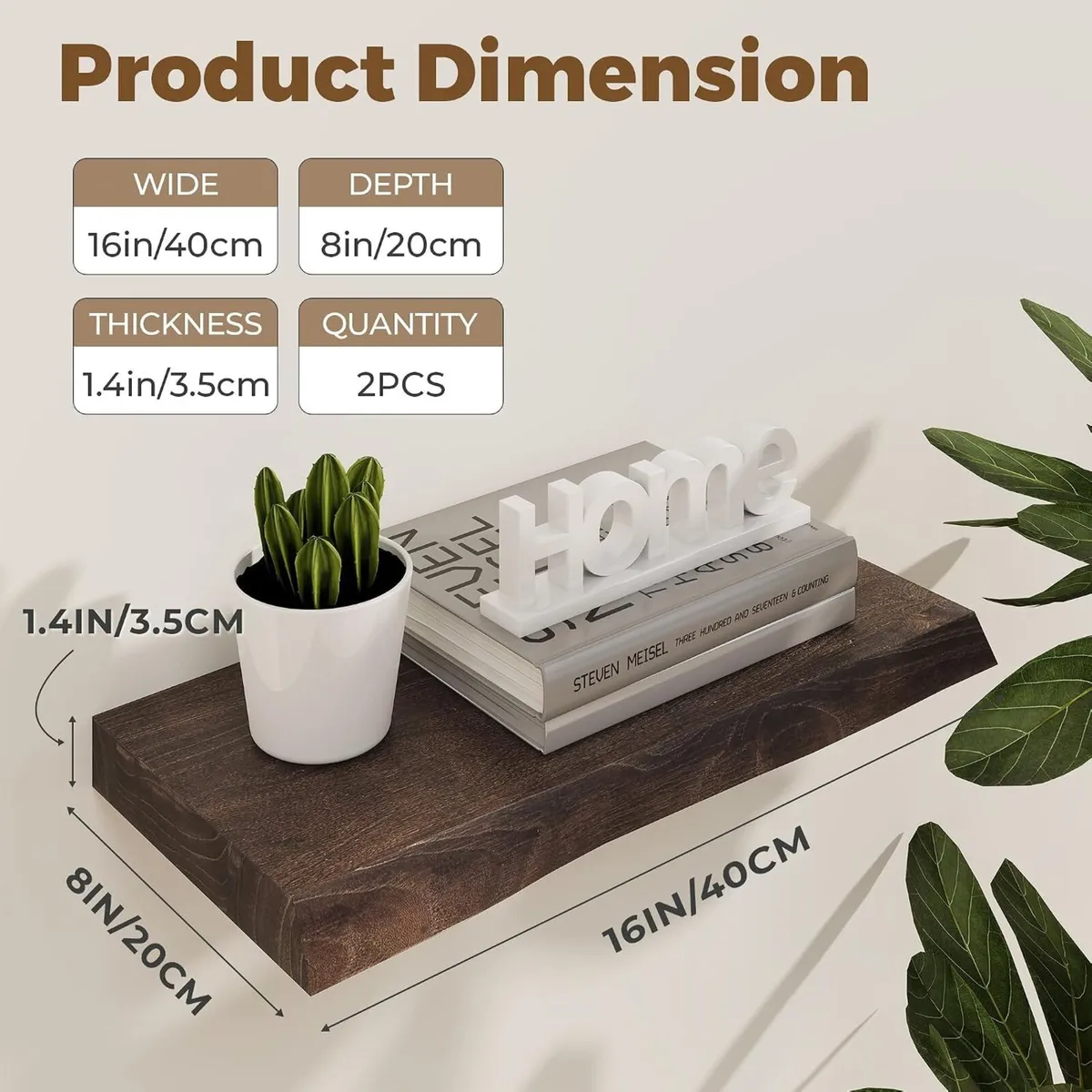 Floating Shelves for Wall Rustic Solid Elm - Image 3