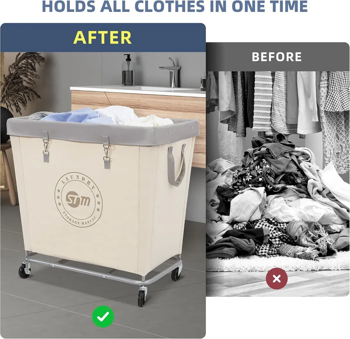 Laundry Hamper with Heavy Duty Steel Frame 320 - Image 3
