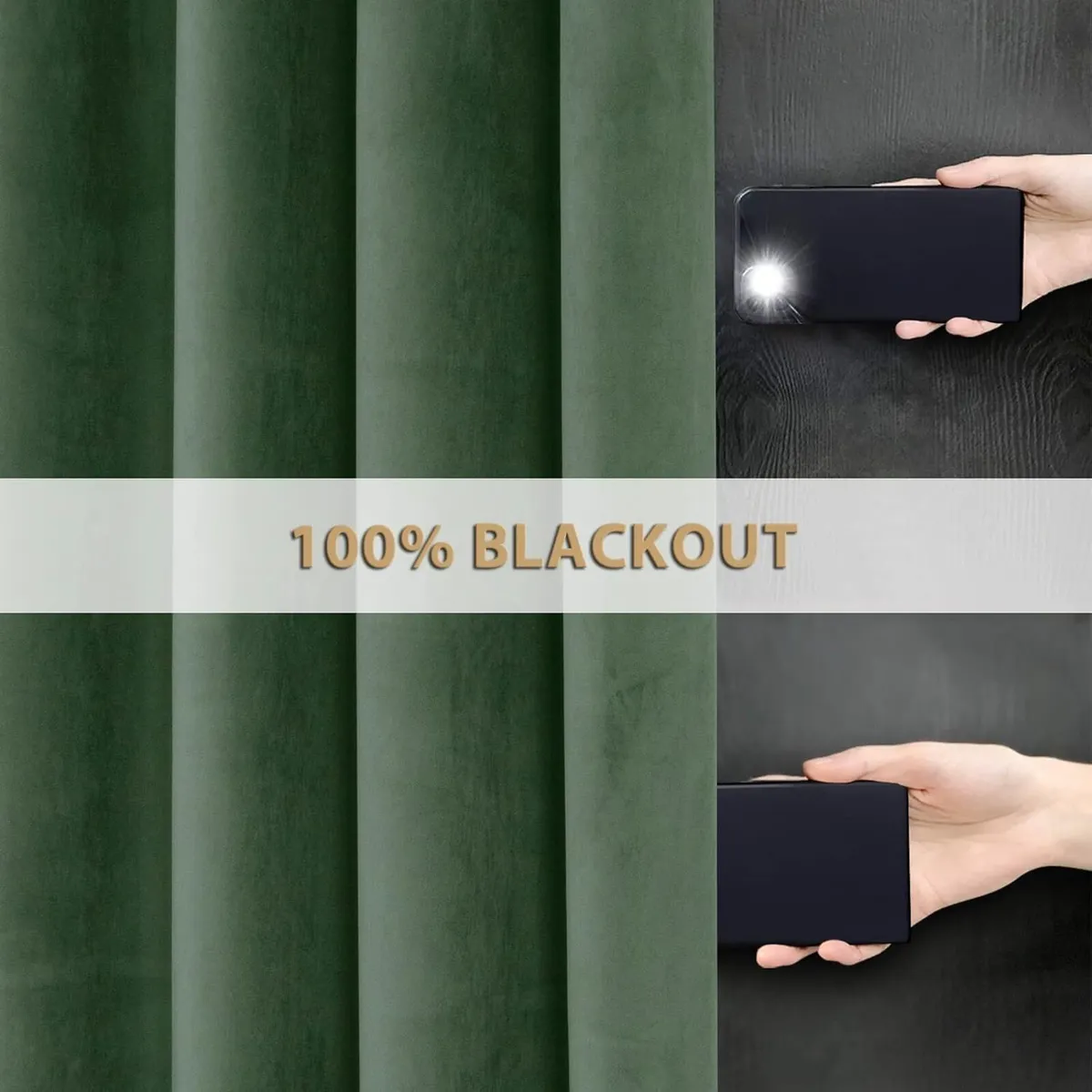 Super Soft Velvet Curtains Sage 100% Blackout - Image 4