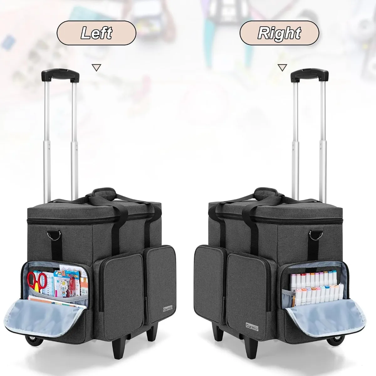 Rolling Scrapbook Tote Craft Bag on Wheels - Image 4