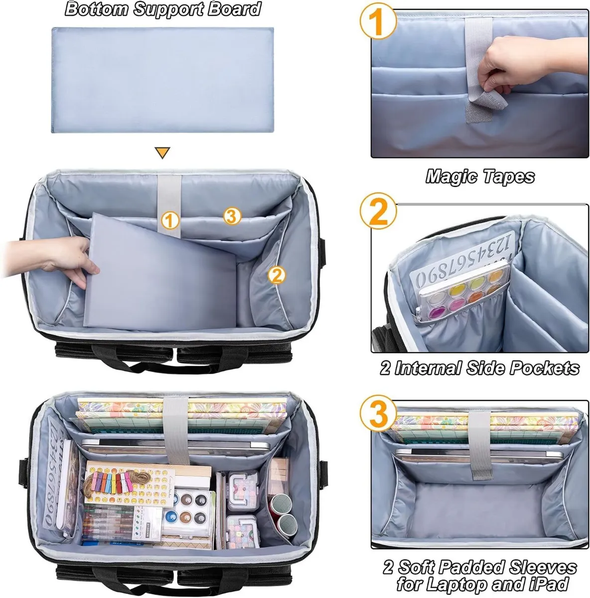 Rolling Scrapbook Tote Craft Bag on Wheels - Image 2