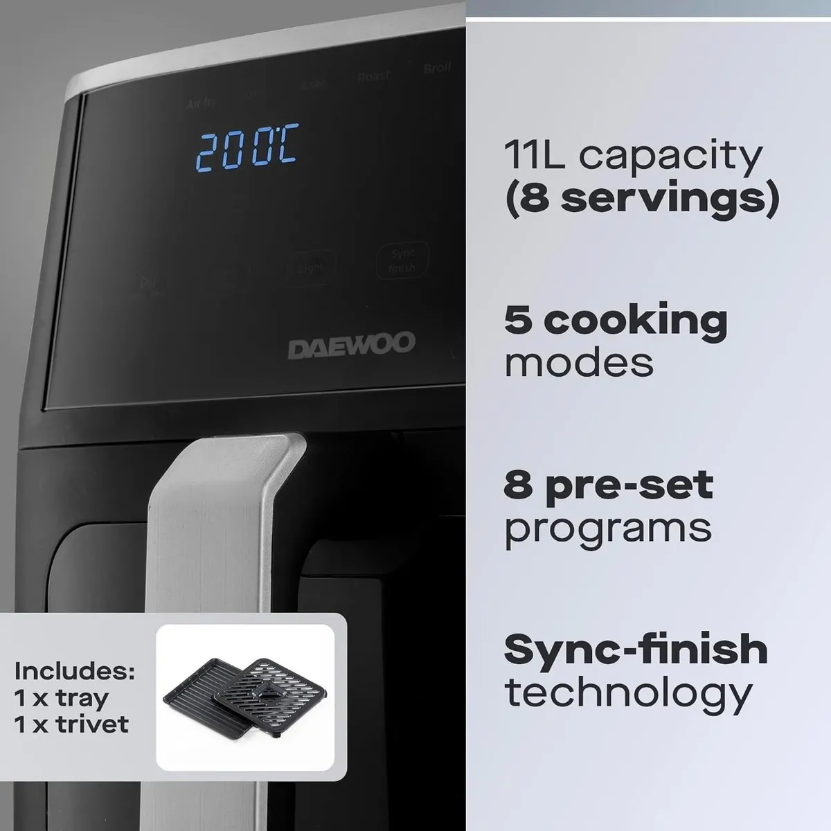 Actuate Dual Air Fryer 11L 6L 5L Drawers - Image 2
