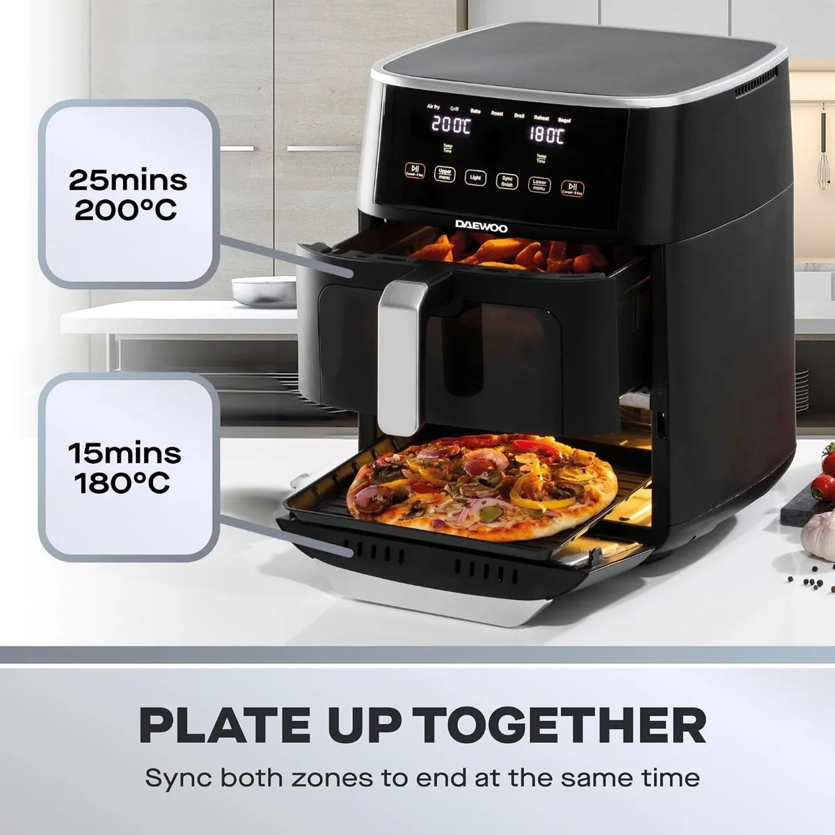 Actuate Dual Air Fryer 11L 6L 5L Drawers - Image 3