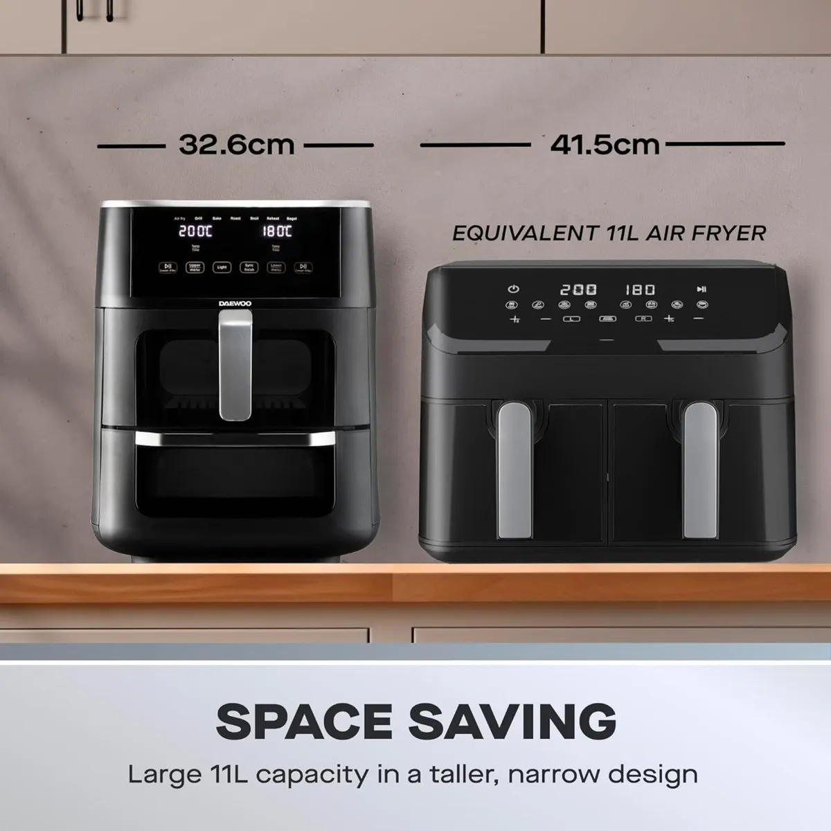 Actuate Dual Air Fryer 11L 6L 5L Drawers - Image 4