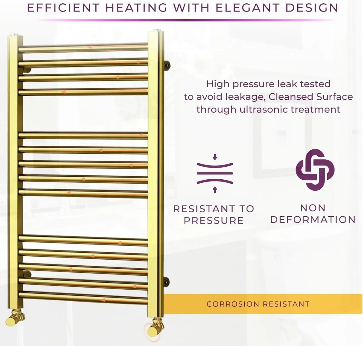 Bathroom Towel Rail Heated Radiator Wall Mounted - Image 3