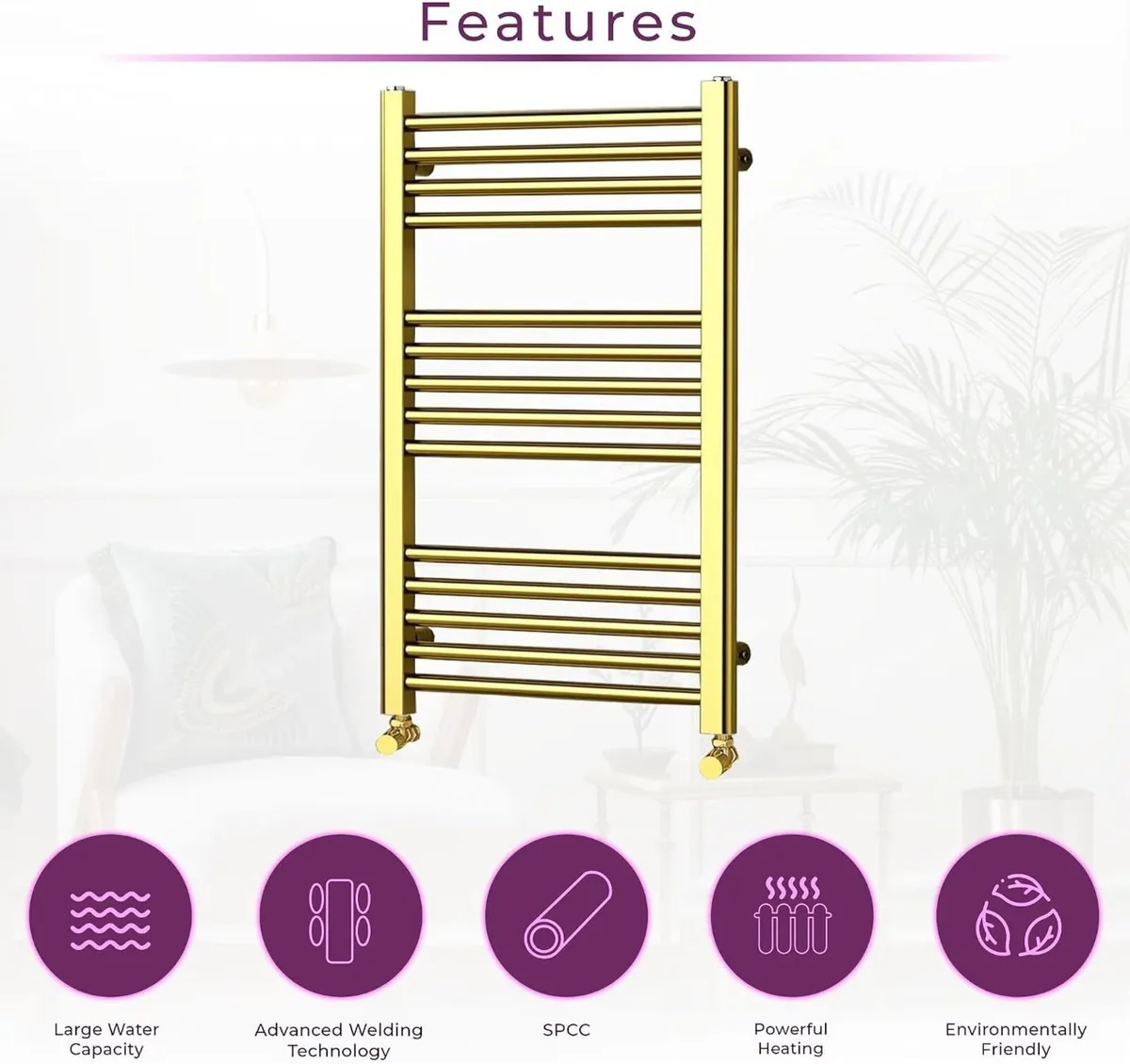 Bathroom Towel Rail Heated Radiator Wall Mounted - Image 4
