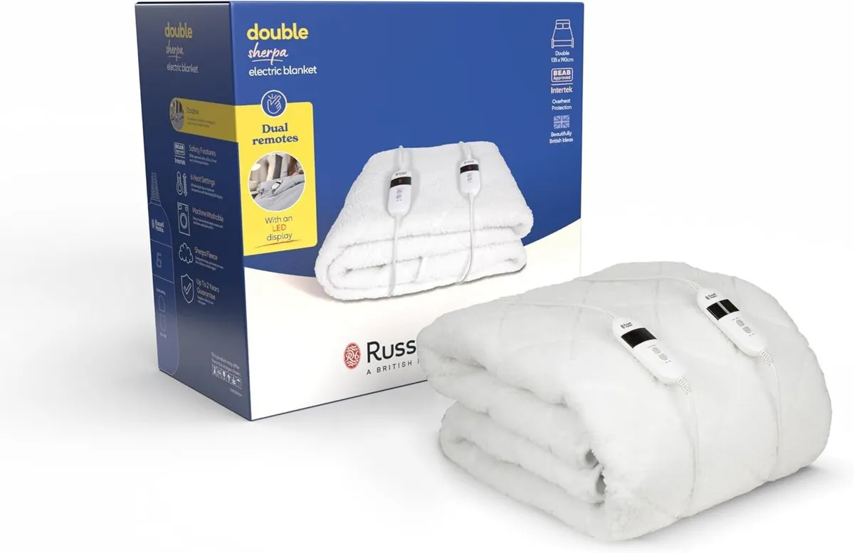 Electric Blanket Sherpa Fleece Heated Double - Image 1