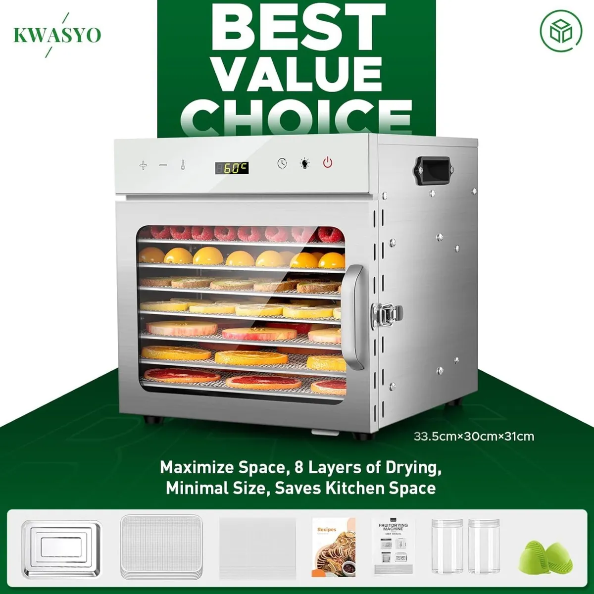 Stainless Steel Food Dehydrator 8 Tray Fruit Dryer - Image 3