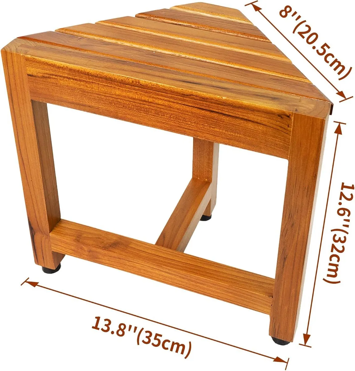 Teak Corner Shower Bench Wooden Foot Rest Large - Image 3
