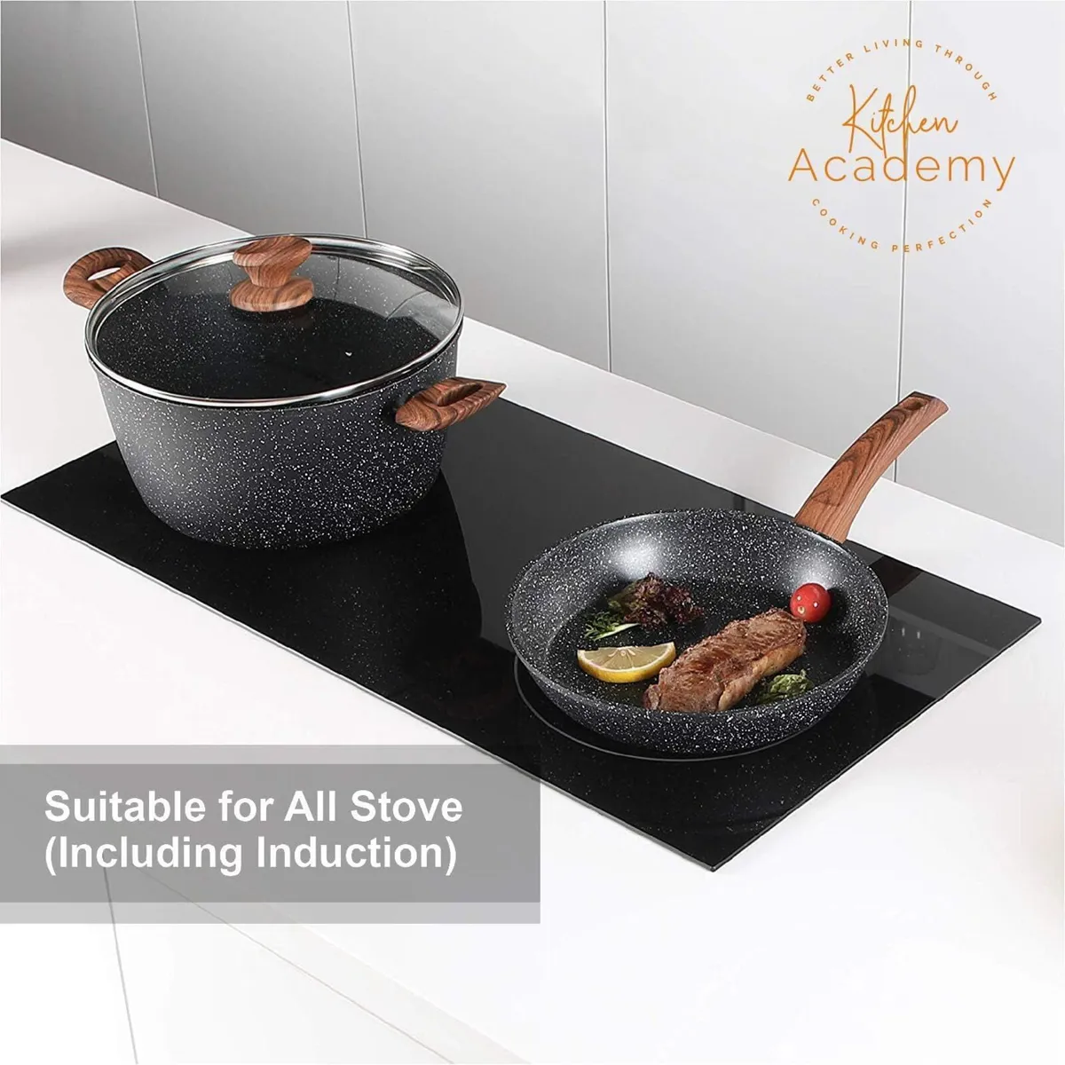Induction Hob Pans Set 12-Piece Granite Cookware - Image 4