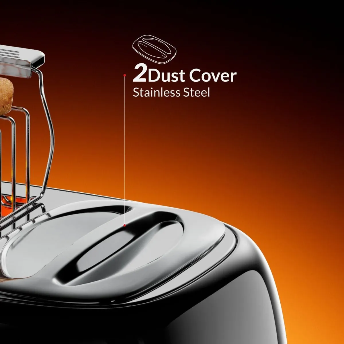 Retro 4 Slice Toaster Wide Slot Defrost Glossy - Image 3