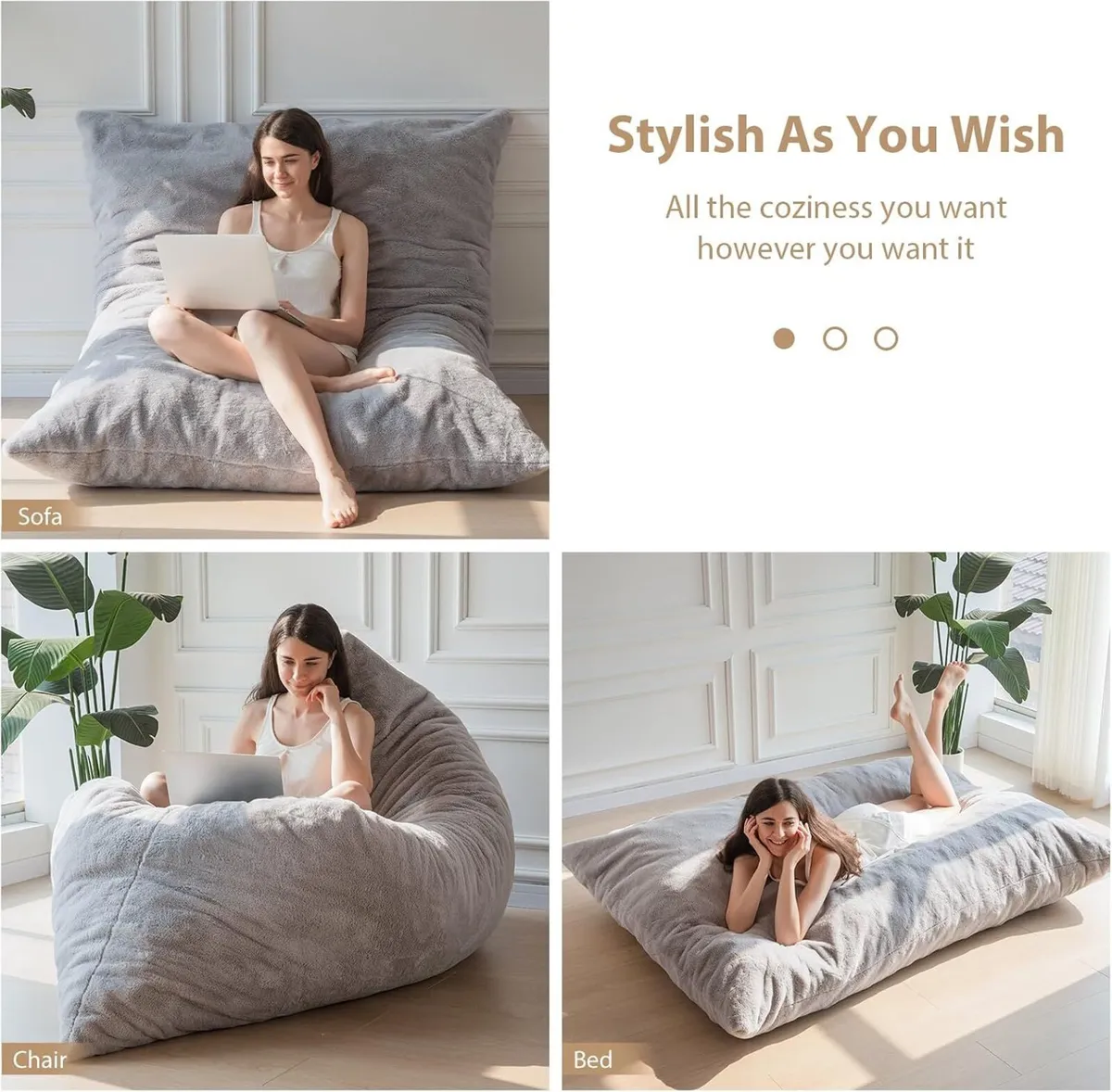 Giant Bean Bag Bed Square Chair Large Sofa - Image 3