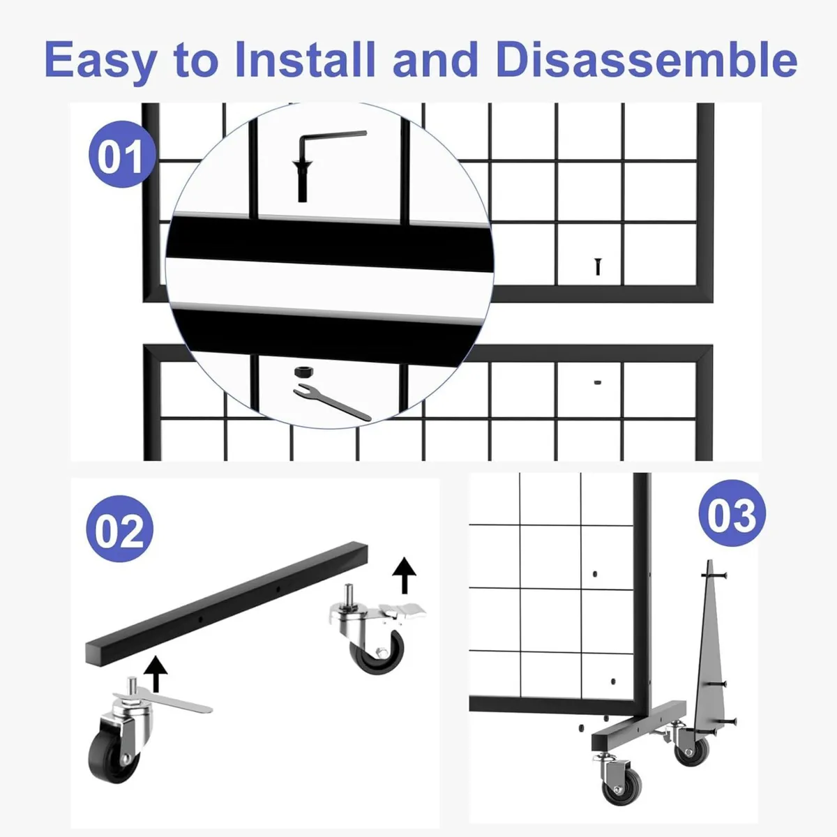 Gridwall Panel Display Stands 2'x5.5' Ft - Image 3