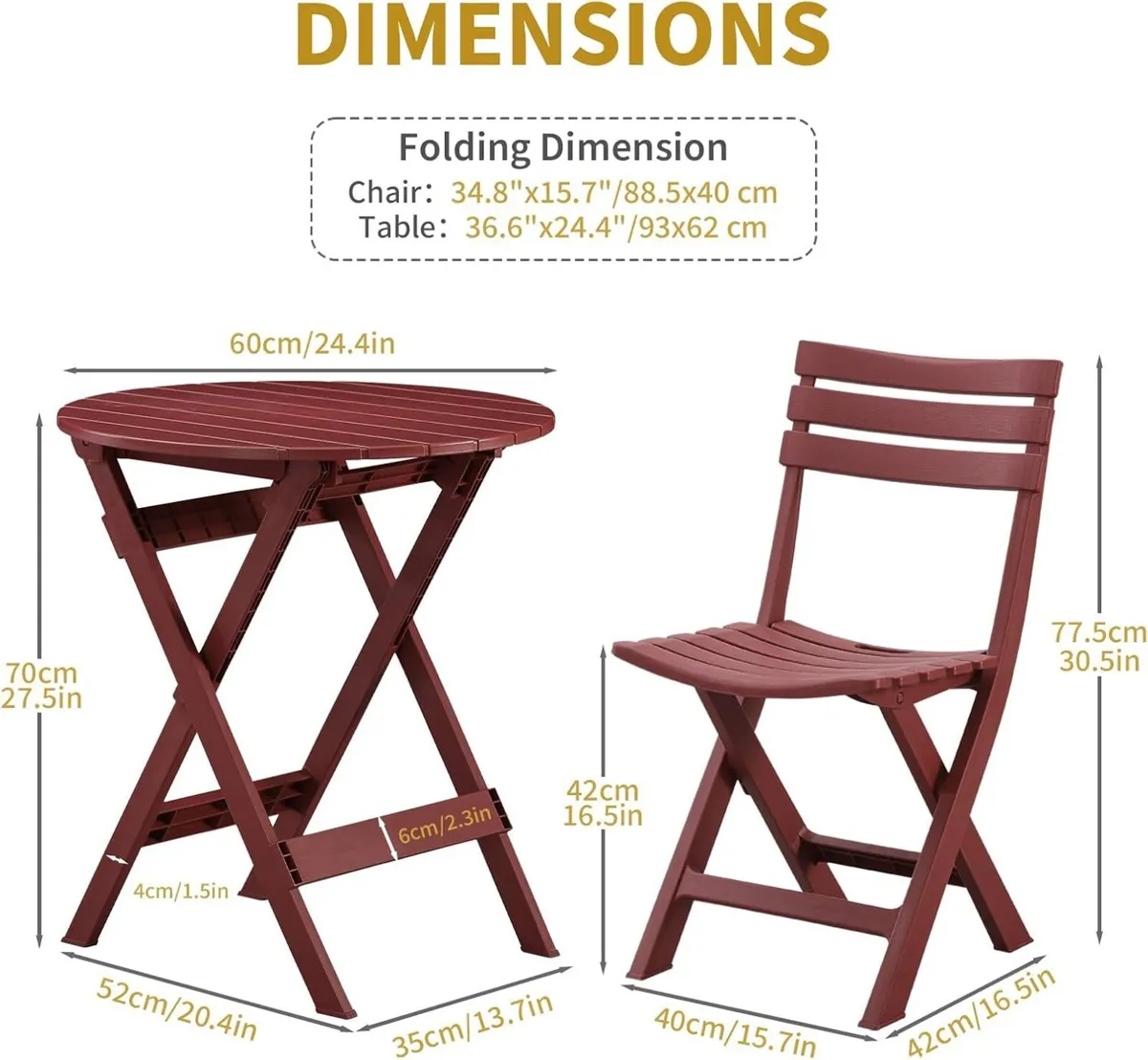 Folding Bistro Set Foldable - Image 2