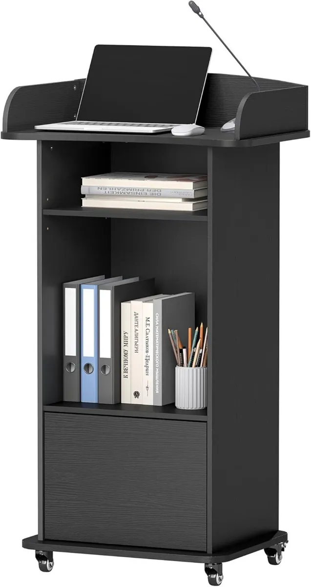 Portable Podium Stand with Adjustable Shelf - Image 1