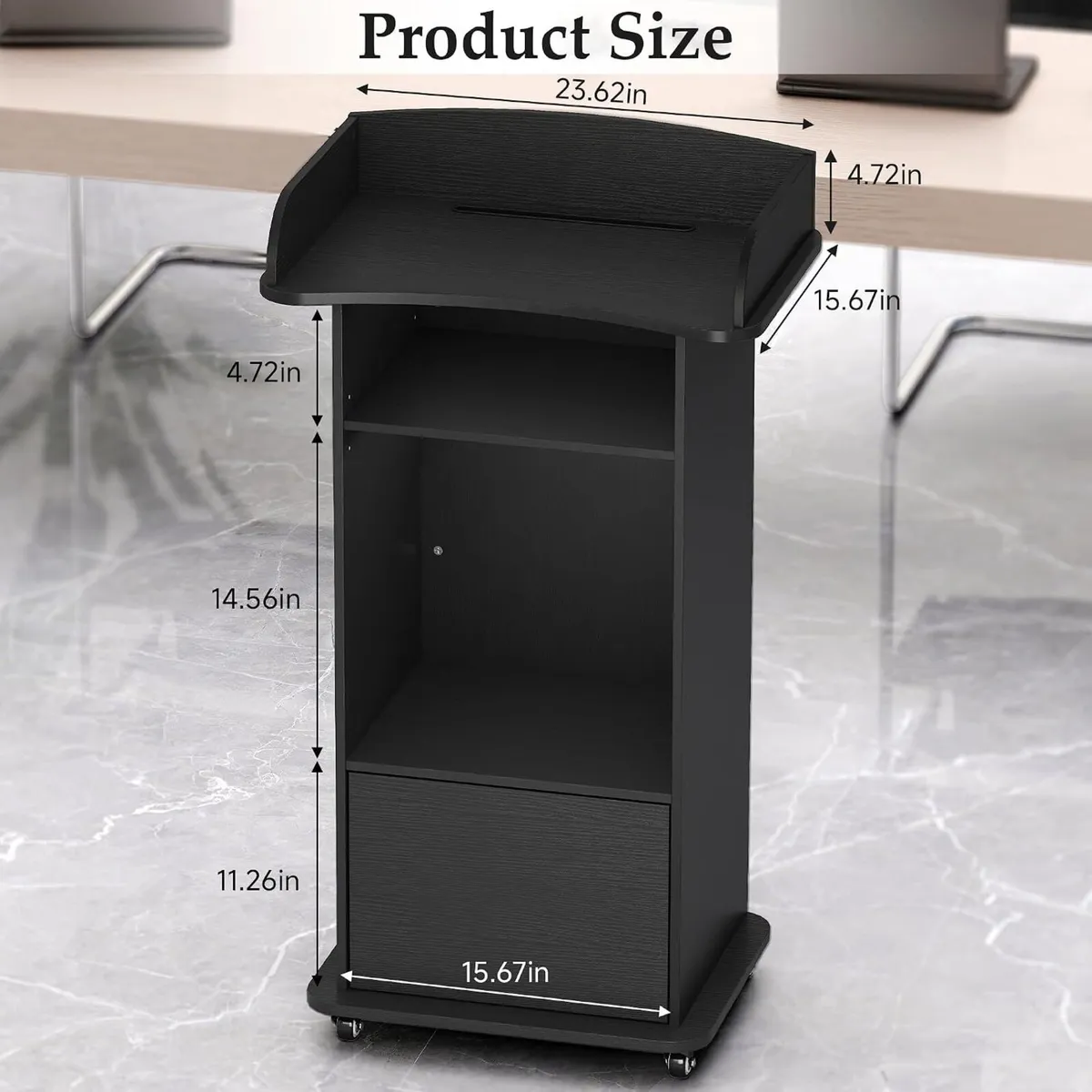 Portable Podium Stand with Adjustable Shelf - Image 2