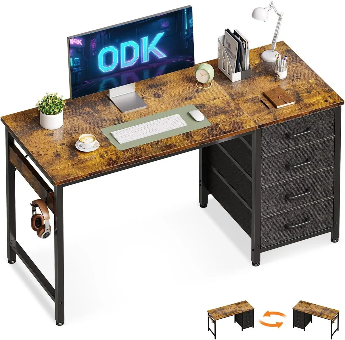 Computer Desk with Drawers Reversible Office - Image 1