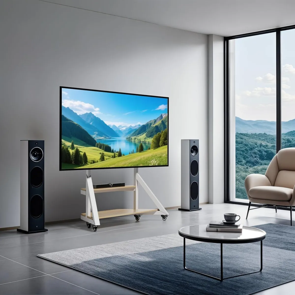 Mobile TV Stand with Wheels 65-100 Inch - Image 3
