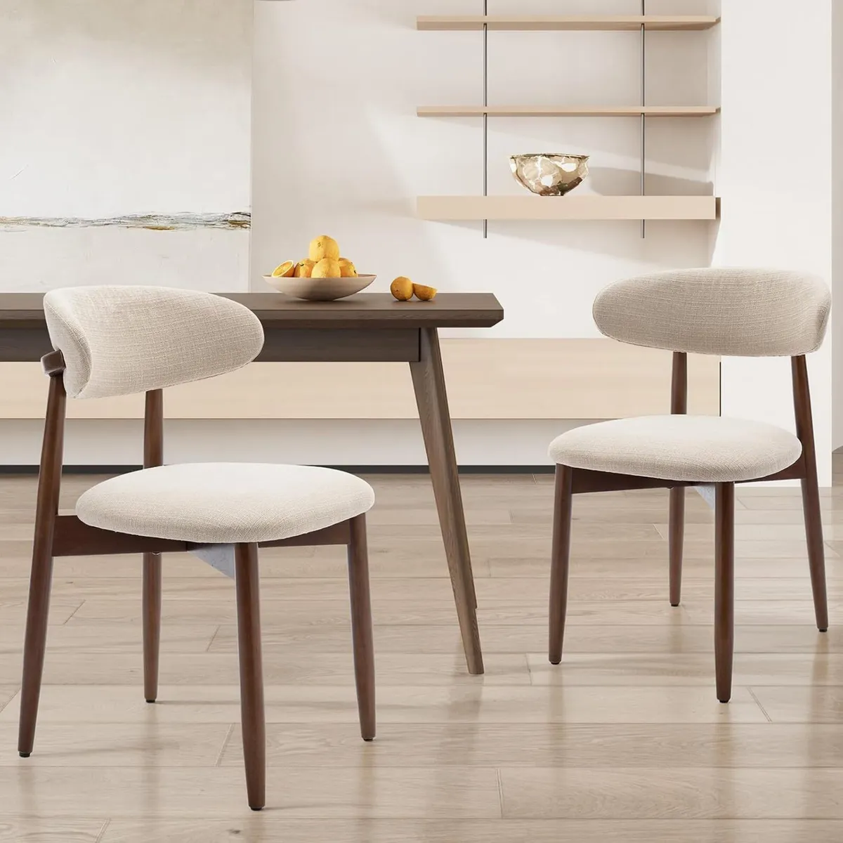 Modern Dining Chairs Set with Wooden Legs - Image 1