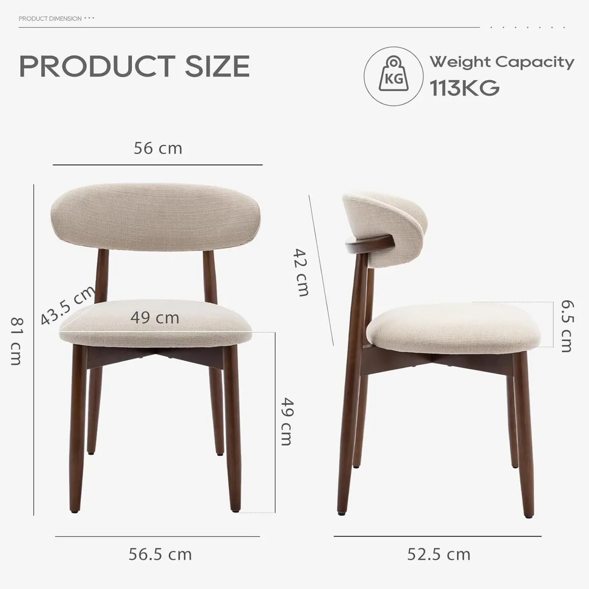 Modern Dining Chairs Set with Wooden Legs - Image 2