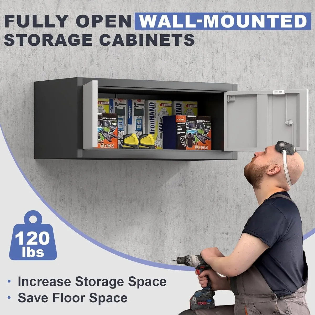 Metal Garage Storage Cabinet Locking Wall Mounted - Image 4
