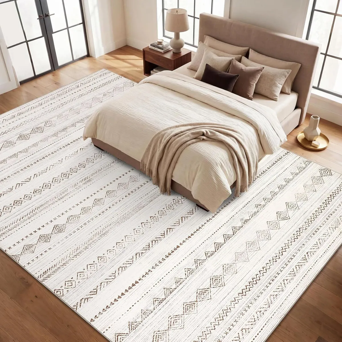 Moroccan Area Rug Washable Camel for Living Room - Image 2