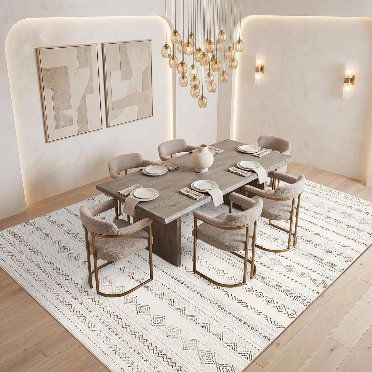 Moroccan Area Rug Washable Camel for Living Room - Image 3