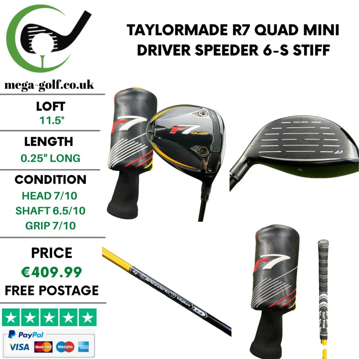 Taylormade R7 Quad Mini Driver / 11.5° / Stiff - Image 1