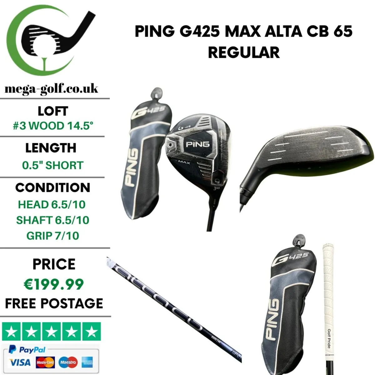 Ping G425 Max #3 Wood 14.5° / Alta CB 65 Regular - Image 1