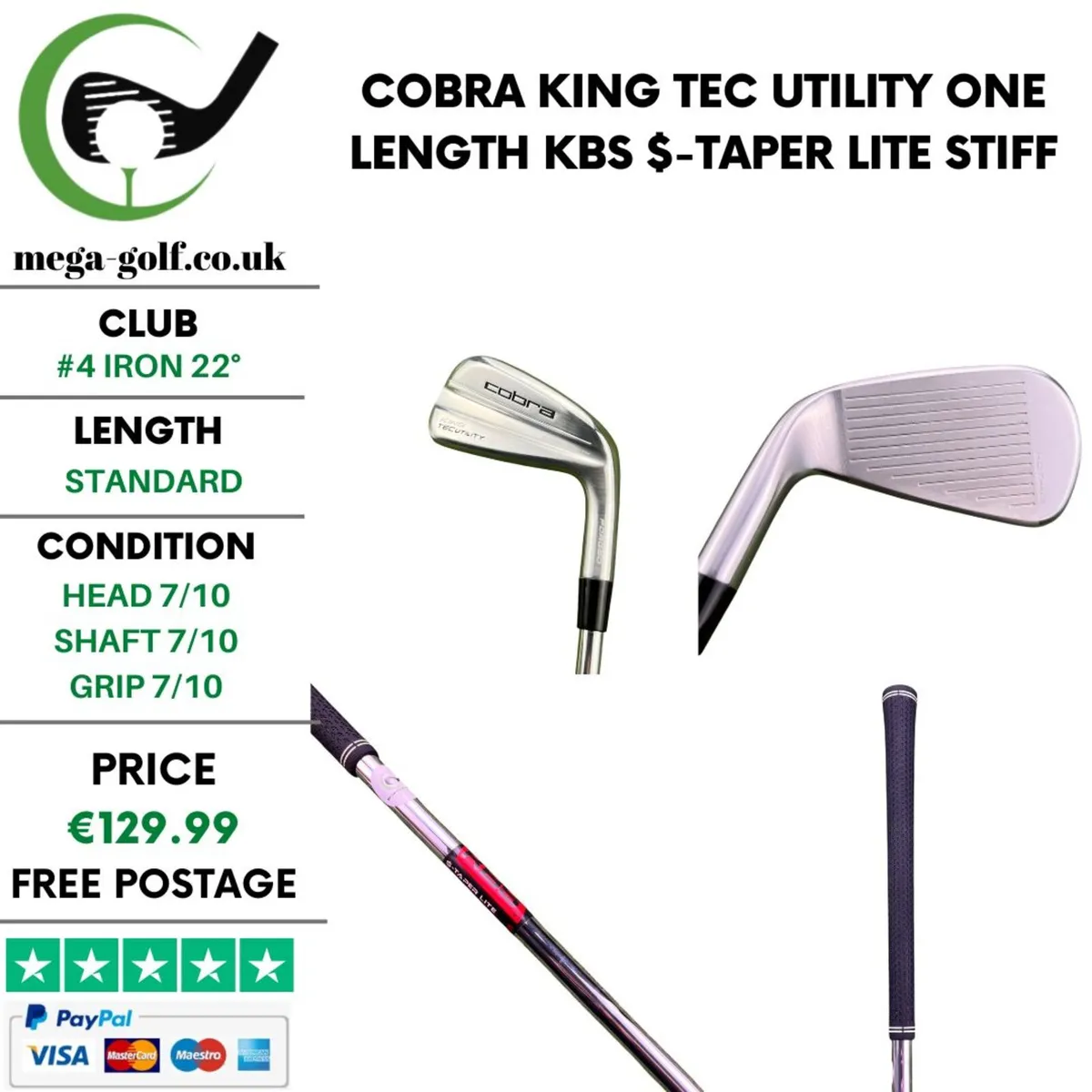 Cobra King Tec Utility One Length #4 Iron 22° - Image 1