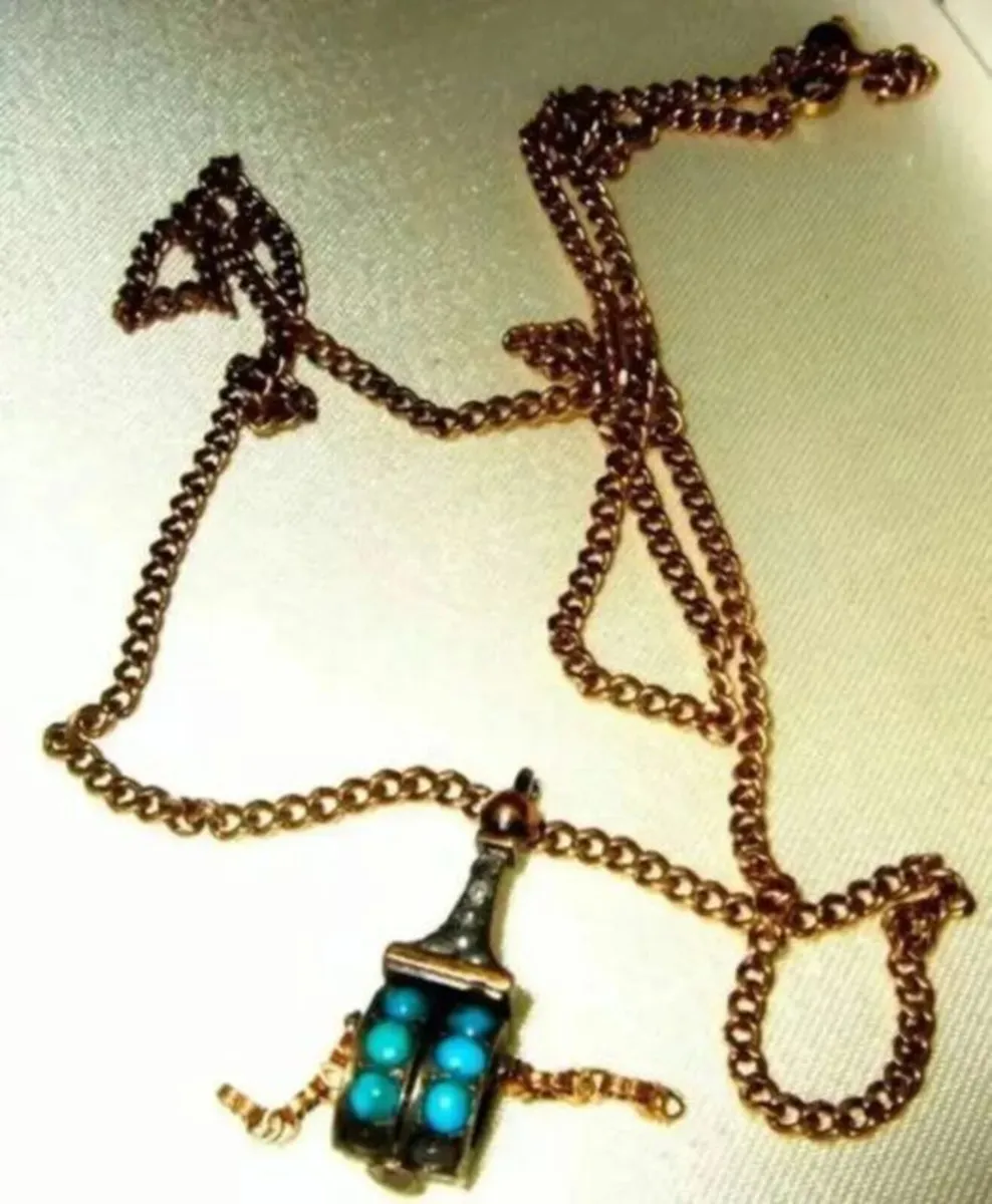 Vintage 9ct Tibetan Prayer Wheel Pendant 22" Chain - Image 2