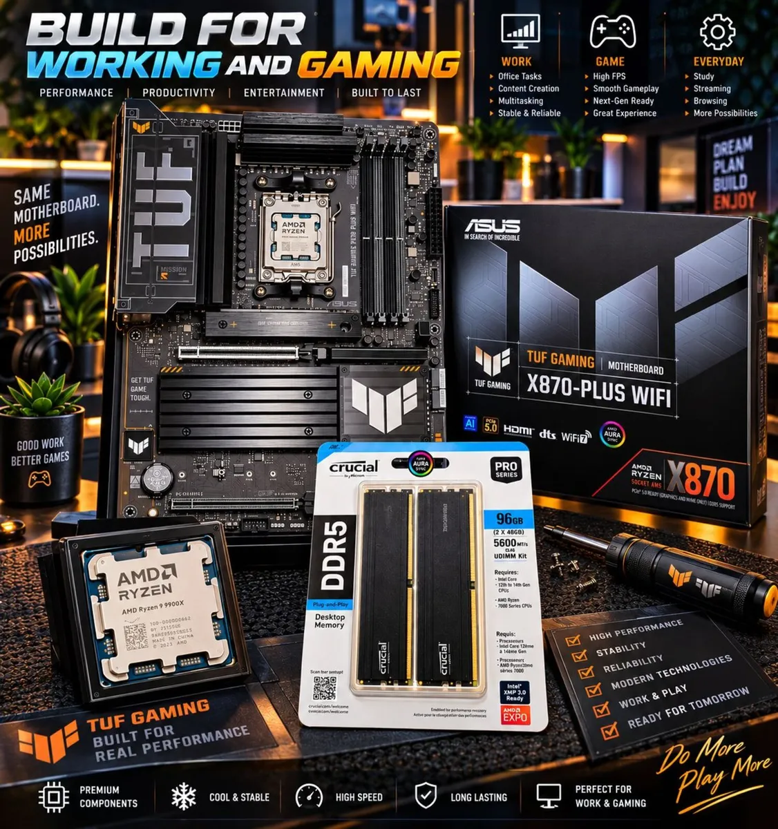 ASUS X870 + Ryzen 9 + 96GB DDR5 - Image 1