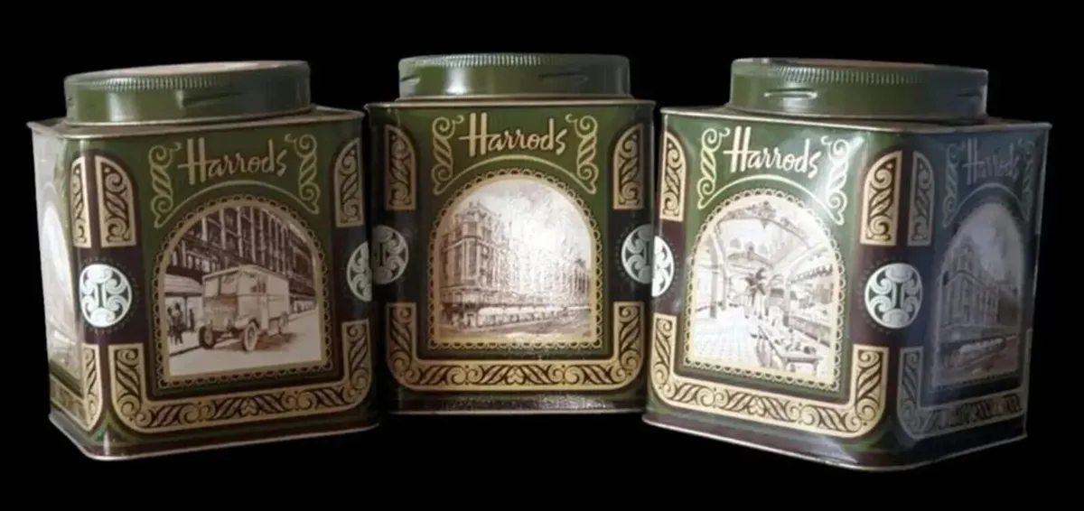 Set of 3 Vintage Harrods Knightsbridge Tea Tins - Image 4