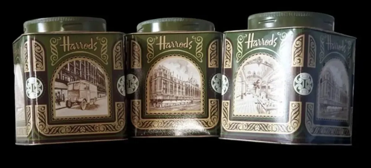 Set of 3 Vintage Harrods Knightsbridge Tea Tins - Image 2