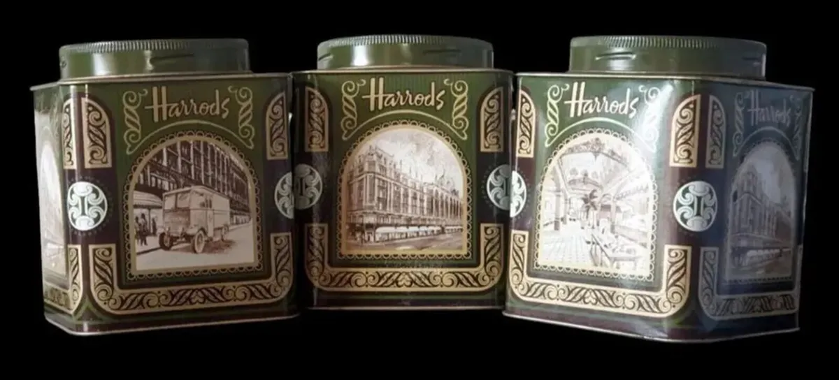 Set of 3 Vintage Harrods Knightsbridge Tea Tins - Image 3