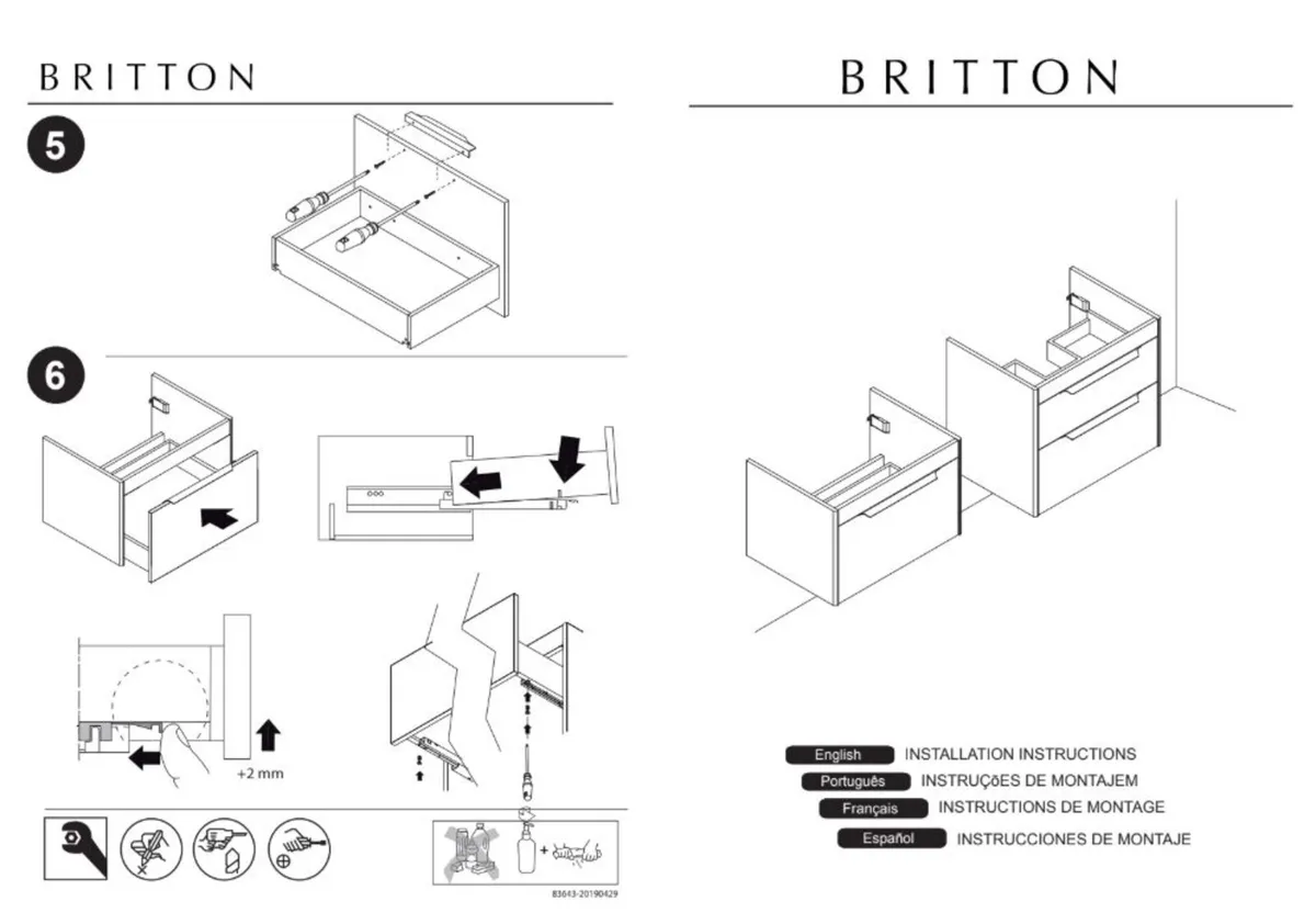 Wall Hung Vanity Unit & Basin, 850mm - Image 3